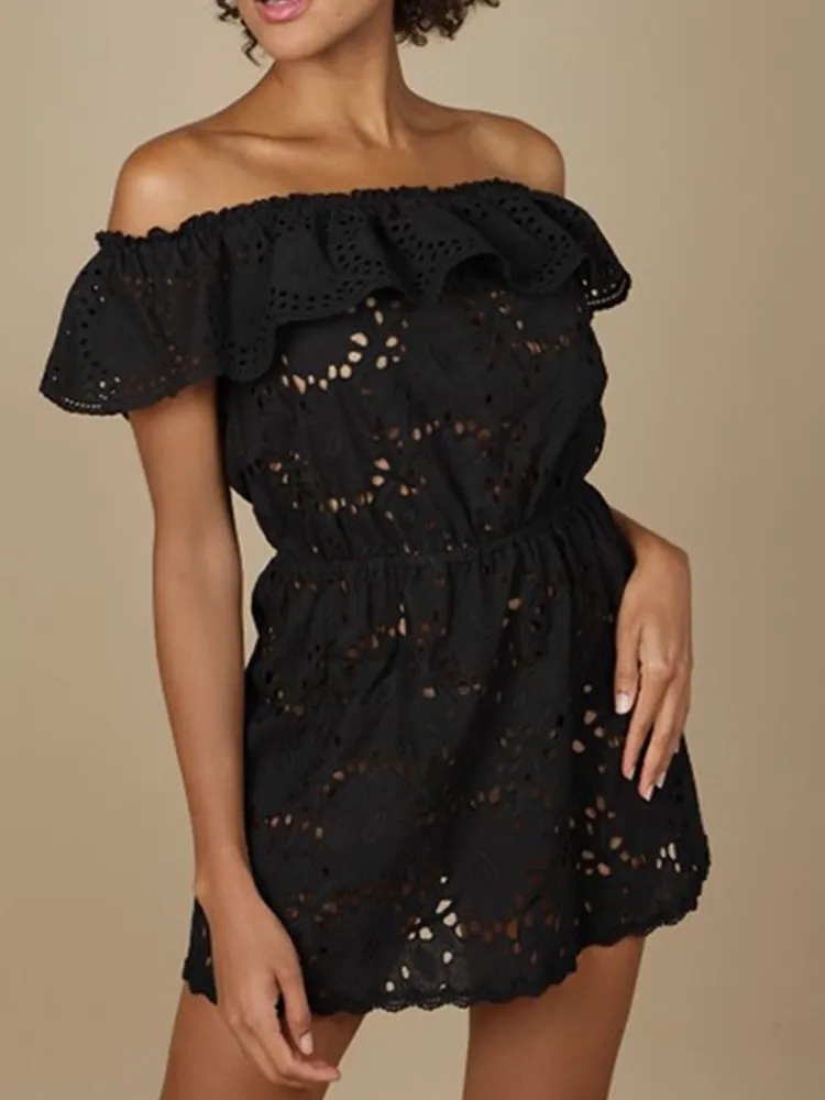 Strandkleider & Sommerkleider|Freizeit- & Reisekleidung^Marjolaine Baumwolle Lochspitze Sommerkleid GLADYS von schwarz