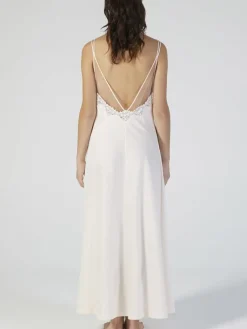 Alle Negligés^Verdiani Baumwolle Neglige mit Spitze lang BIANCO von weiß mit Spitze