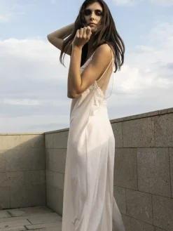 Alle Negligés^Verdiani Baumwolle Neglige mit Spitze lang BIANCO von weiß mit Spitze