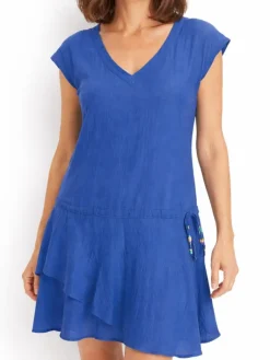 Strandkleider & Sommerkleider|Kaftan, Tunika & Pareo^Exilia Baumwolle Strand Tunika HOLLIST von Mare abend-blau (mittelblau)