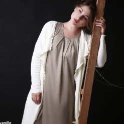 Lounge-Wear|Hausmantel (Warm)^Gattina Baumwollmix Morgenmantel CASUAL kuschelig von fango-grau oder cremeweiß