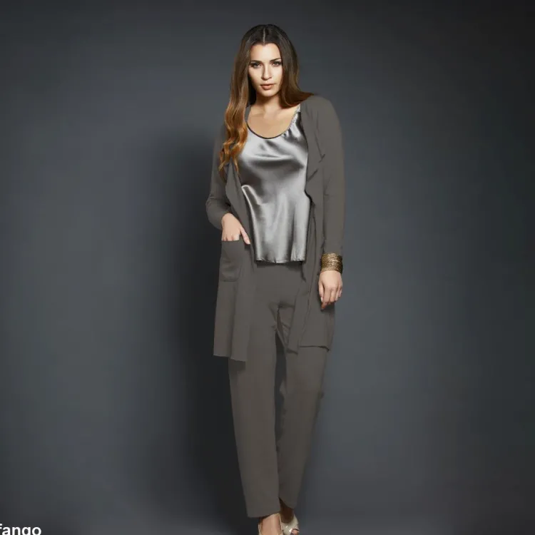 Lounge-Wear|Hausmantel (Warm)^Gattina Baumwollmix Morgenmantel CASUAL warm von fango-grau