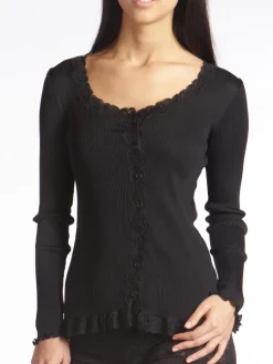 Shirt Mit Spitze|Shirts Mit Seide^Gattina Bettjacke gerippt CURACAO Seide mit Spitze von