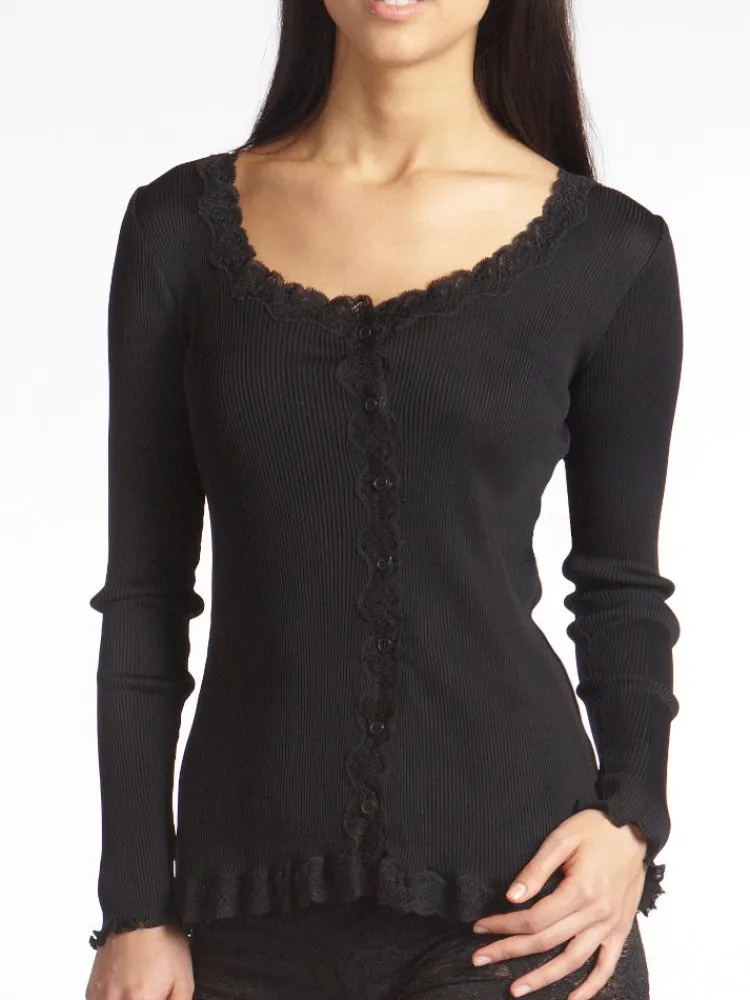 Shirt Mit Spitze|Shirts Mit Seide^Gattina Bettjacke gerippt CURACAO Seide mit Spitze von