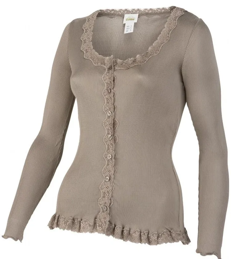 Shirt Mit Spitze|Shirts Mit Seide^Gattina Bettjacke gerippt CURACAO Seide mit Spitze von