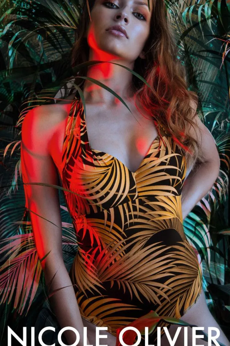 Badeanzug & Bikini^Nicole Olivier Bügel-Badeanzug TOTEM schwarz-sand von