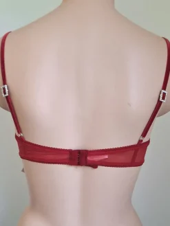 Alle Bhs^Sally Jones Bügel-BH PEEK-A-BOO Tiffany rot von ouvert mit Seide burgunder-rot oder champagner-weiß