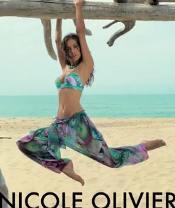 Badeanzug & Bikini^Nicole Olivier Bügel-Bikini GUANACO von violett-pink mit grün