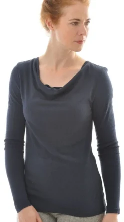 Shirts Mit Seide|Langarm^Alkena Bourette-Seide WASSERFALL SHIRT