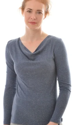 Shirts Mit Seide|Langarm^Alkena Bourette-Seide WASSERFALL SHIRT