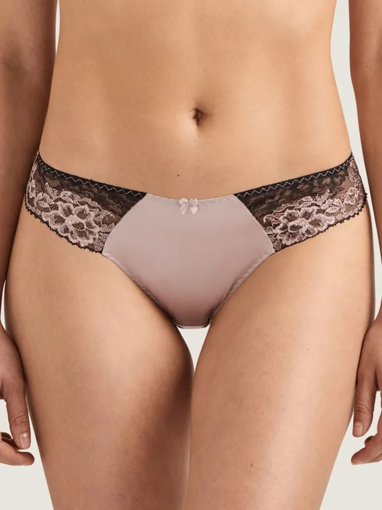 Alle Slips|Alle Unterteile^Aubade Brasiliana Slip FEMME GLAMOUR altrosa-schwarz von mit Seide altrosa mit schwarz