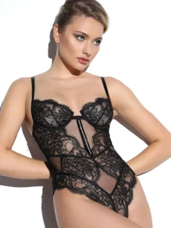 Shirt Mit Spitze|Alle Bodys^Prelude Brazilian Bügel Body VALSE CRYSTAL von Milano eisblau oder schwarz