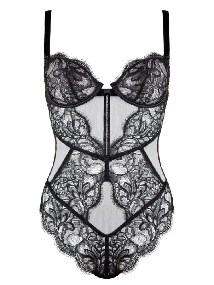 Shirt Mit Spitze|Alle Bodys^Prelude Brazilian Bügel Body VALSE CRYSTAL von Milano schwarz oder eisblau