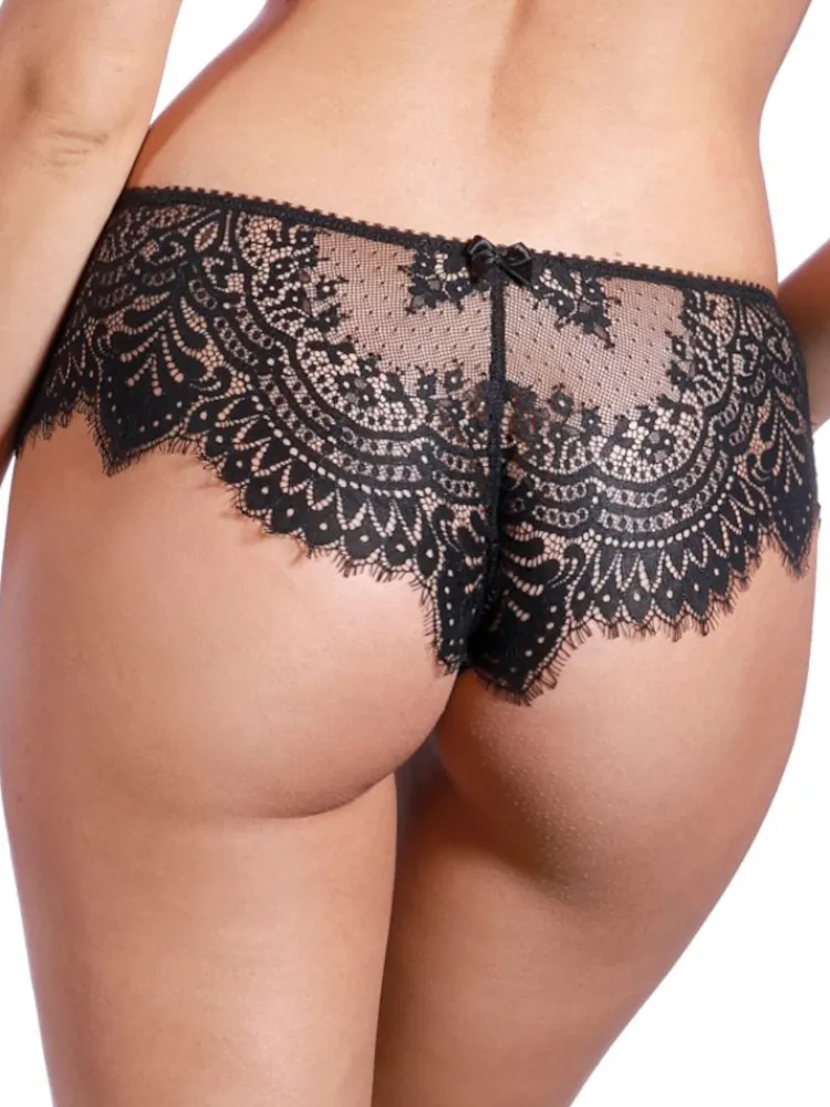 Alle Slips^Prelude Brazilian Slip BLACK SWAN mit Satin von Milano schwarz und rot