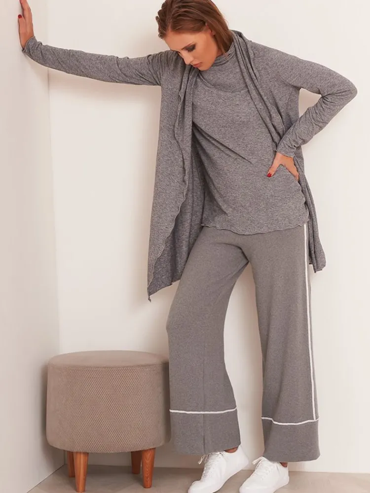 Lounge-Wear|Strickjacken & -Mäntel^Chiara Fiorini Cardigan MELANGE grau von mit Wolle grau meliert