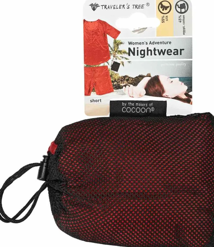 Freizeit- & Reisekleidung|Seiden Basics^Traveleru00b4s Tree Damen REISE SCHLAFANZUG kurz Seide-Baumwolle Traveler´s Tree® raspberry (himbeer rot)