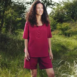 Freizeit- & Reisekleidung|Seiden Basics^Traveleru00b4s Tree Damen REISE SCHLAFANZUG kurz Seide-Baumwolle Traveler´s Tree® raspberry (himbeer rot)