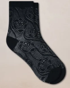 Söckchen & Kniestrümpfe^Bleuforu00eat Damen Seidensocken geblümt mit 72% Seide von Bleuforêt creme-weiß oder marineblau