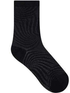 Söckchen & Kniestrümpfe^Bleuforu00eat Damen Seidensocken Tigerstreifenmuster mit 74% Seide von Bleuforêt schwarz oder weinrot