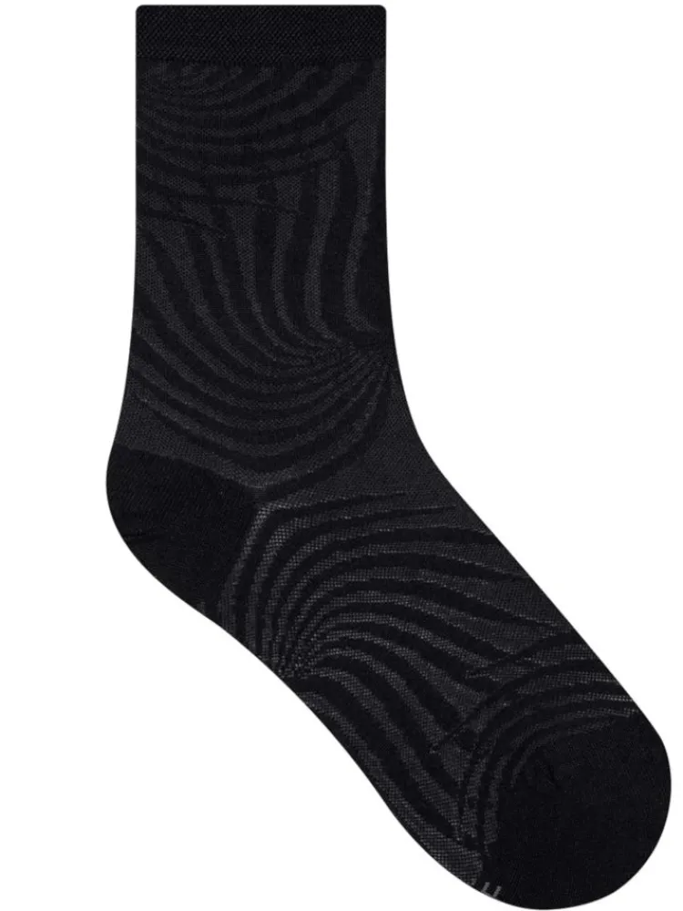 Söckchen & Kniestrümpfe^Bleuforu00eat Damen Seidensocken Tigerstreifenmuster mit 74% Seide von Bleuforêt schwarz oder weinrot