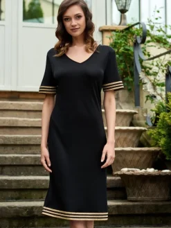 Strandkleider & Sommerkleider|Freizeit- & Reisekleidung^Gattina Dress mit Seide TESSA schwarz-gold von schwarz mit gold