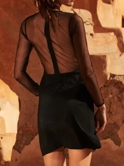 Kleider|Freizeit- & Reisekleidung^Pain de Sucre Feinjersey Kleid THESS 61 mit Tüllärmeln von schwarz