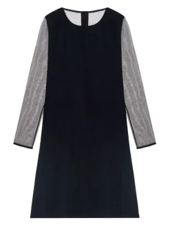 Kleider|Freizeit- & Reisekleidung^Pain de Sucre Feinjersey Kleid THESS 61 mit Tüllärmeln von schwarz