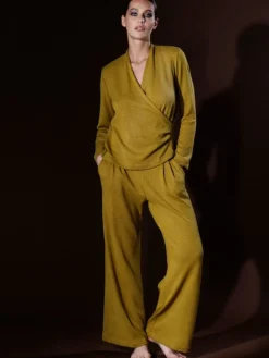 Lounge-Wear|Feine Pyjamas^Verdiani Feinstrick Hausanzug LOUNGE No. 4 senfgelb Viscosemix von senf gelb