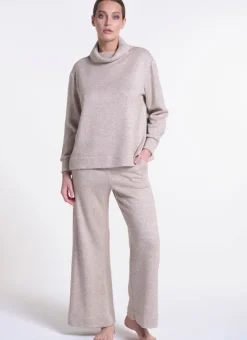 Lounge-Wear|Feine Pyjamas^Verdiani Feinstrick Hausanzug LOUNGE No. 5 beige Viscosemix von beige meliert