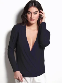 Lounge-Wear|Seidenpullover^Luna di Seta Feinstrick Pullover von Seide mit Kaschmir schwarz oder mitternachtsblau