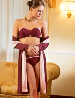 Lounge-Wear|Strickjacken & -Mäntel^Cotton Club Feinstrick-Cardigan SYNGONIUM von mit Viscose bordeaux oder champagner