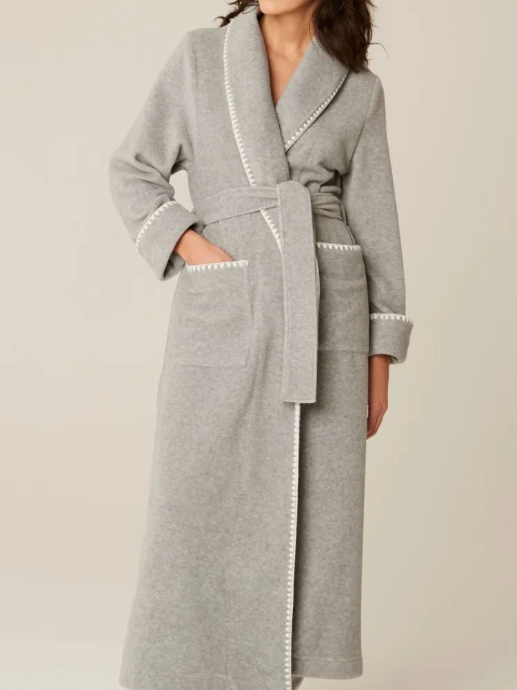Lounge-Wear|Exquisite Morgenmäntel^Pluto Fleece Morgenmantel KIRA in von hellgrau