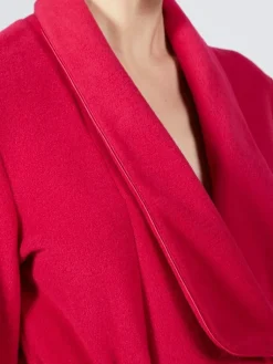 Lounge-Wear|Exquisite Morgenmäntel^Verdiani Fleece Morgenmantel lang LAMPONE himbeer-rot von mit Viscose himbeere rot