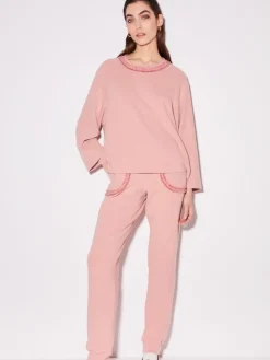 Lounge-Wear^Chiara Fiorini Hausanzug Kuschel Cotton von mit Baumwolle hellbeige oder rosa