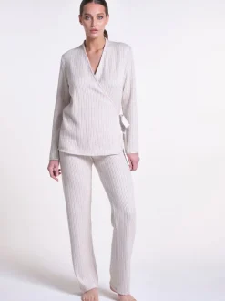 Lounge-Wear|Feine Pyjamas^Verdiani Hausanzug LOUNGE No. 6 wollweiß Viscosemix von wollweiß meliert