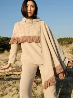 Lounge-Wear^Chiara Fiorini Hausanzug TORTORA mit Strick in sand von beige