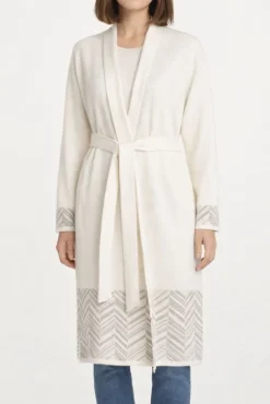 Lounge-Wear|Strickjacken & -Mäntel^Paolucci Hausmantel mittellang VALTENA Strick mit Wolle von wollweiß/beige oder grau