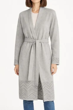 Lounge-Wear|Strickjacken & -Mäntel^Paolucci Hausmantel mittellang VALTENA Strick mit Wolle von wollweiß/beige oder grau