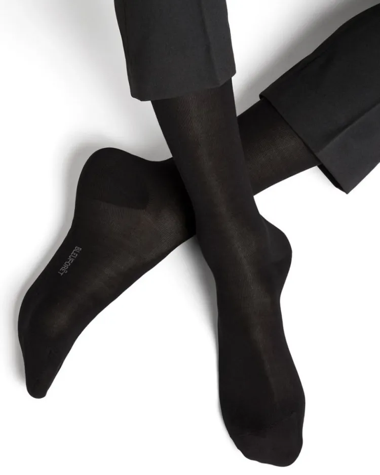 Socken^Bleuforu00eat Herren Seidensocken glatt mit 91% Seide von Bleuforêt