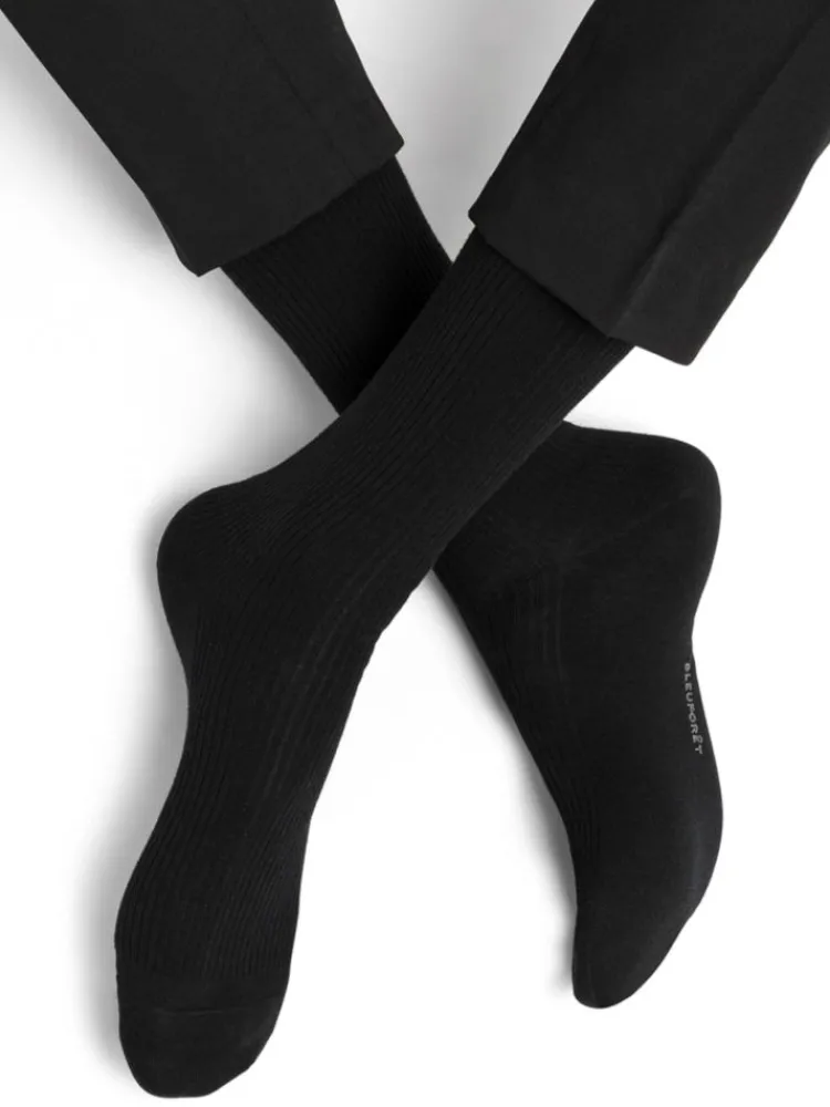 Socken^Bleuforu00eat Herren Socken mit Merinowolle gerippt von Bleuforet