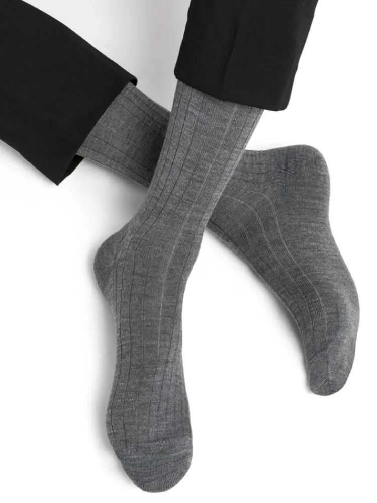 Socken^Bleuforu00eat Herren Socken uni gerippt mit Merino von Bleuforêt