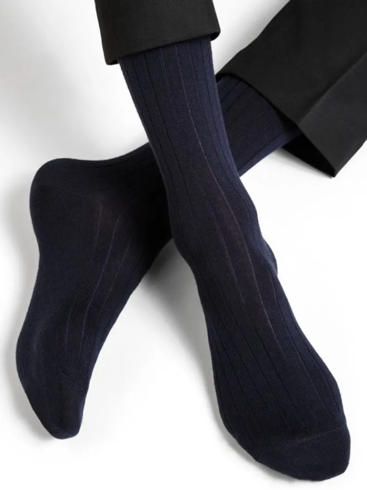 Socken^Bleuforu00eat Herren Socken uni gerippt mit Merino von Bleuforêt
