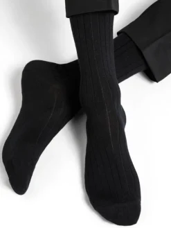 Socken^Bleuforu00eat Herren Socken uni gerippt mit Merino von Bleuforêt