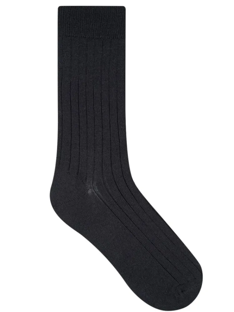 Socken^Bleuforu00eat Herren Socken uni gerippt mit Merino von Bleuforêt