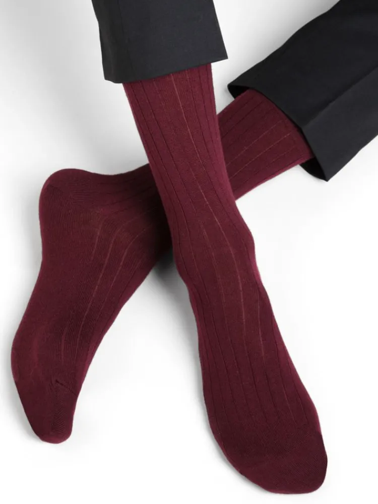 Socken^Bleuforu00eat Herren Socken uni gerippt mit Merino von Bleuforêt