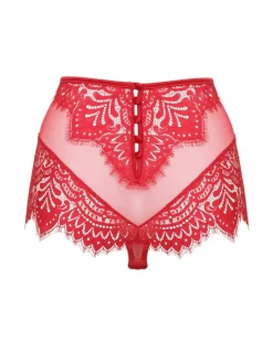 Alle Slips^Prelude High Waist Brazilian Slip BLACK SWAN mit Spitze von Milano schwarz und rot