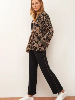 Lounge-Wear|Strickjacken & -Mäntel^Chiara Fiorini Jacke JACQUARD schwarz-zimt von schwarz mit zimt-beige