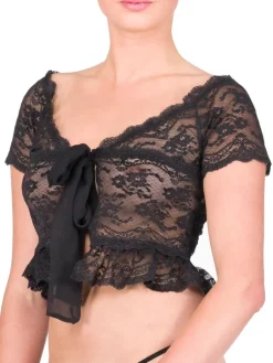 Bettjacke|Morgenmantel Mit Spitze^Sally Jones Jäckchen Spitze NATASHA schwarz von schwarze Spitze