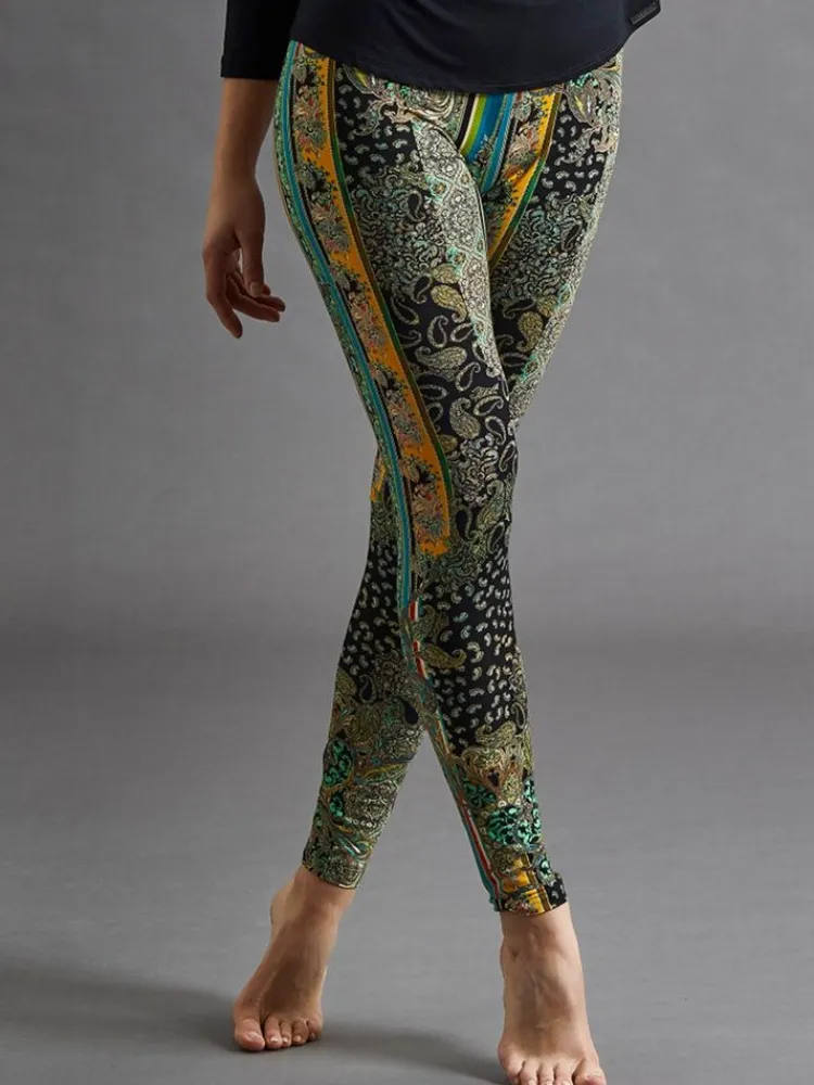 Freizeit- & Reisekleidung|Lounge-Wear^Fu00fcrstenberg Jersey Freizeitanzug 2tlg. CHATEAU DE VERSAILLES grün schwarz von Fürstenberg grün gold auf schwarzer Druck