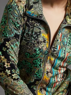 Freizeit- & Reisekleidung|Lounge-Wear^Fu00fcrstenberg Jersey Freizeitanzug 2tlg. CHATEAU DE VERSAILLES grün schwarz von Fürstenberg grün gold auf schwarzer Druck